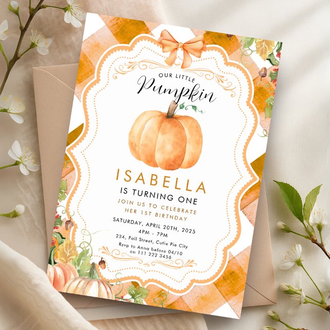 Pumpkin Fall 1:a 2:e 4:e födelsedagen Inbjudningar (Pumpkin Fall First 1st 2nd 3rd 4th 5th Birthday Invitation)