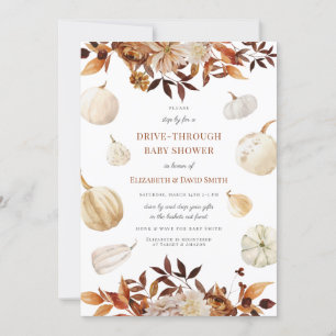 Pumpkin Fall Autumn Drive Rust through Baby Shower Inbjudningar