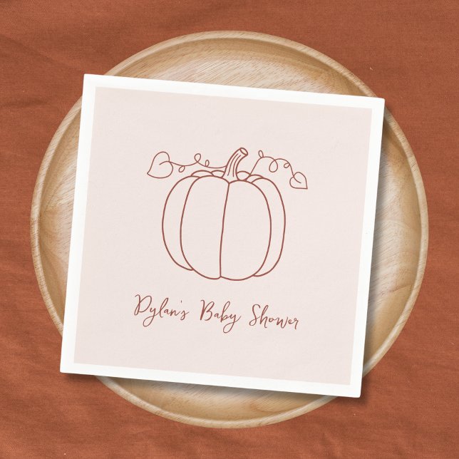 Pumpkin Fall Autumn Hand plockade Doodle Baby Show Pappersservett (Pumpkin Fall Autumn Hand Drawn Doodle Baby Shower Napkins)