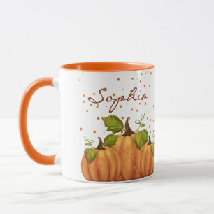 Pumpkin Fall Autumn Orange Anpassat namn Vattenfär Mugg