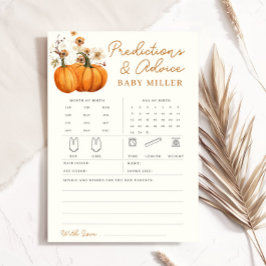Pumpkin Fall Baby Predictions Advice Game Card Inbjudningar