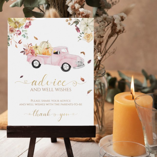 Pumpkin Fall Baby Shower Advice & Önskemål Sign Poster (Skapare uppladdad)