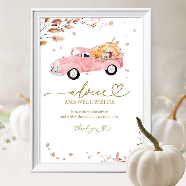 Pumpkin Fall Baby Shower Advice & Önskemål Sign Poster (Skapare uppladdad)