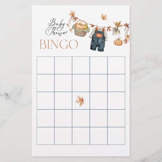 Pumpkin Fall Baby Shower Bingo Game (Framsida)