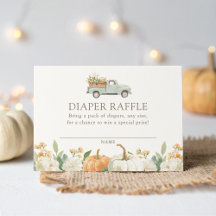 Pumpkin Fall Baby Shower Diaper Raffle Biljett
