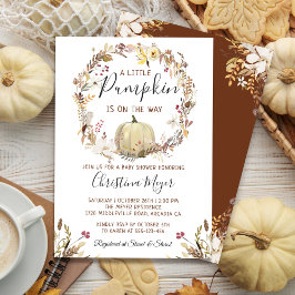 Pumpkin Fall Baby Shower för Blommigt på hösten Inbjudningar