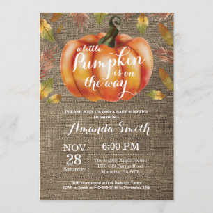 Pumpkin Fall Baby Shower Inbjudan Burlap