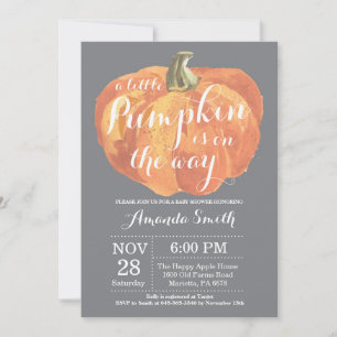 Pumpkin Fall Baby Shower-inbjudan Grått Inbjudningar