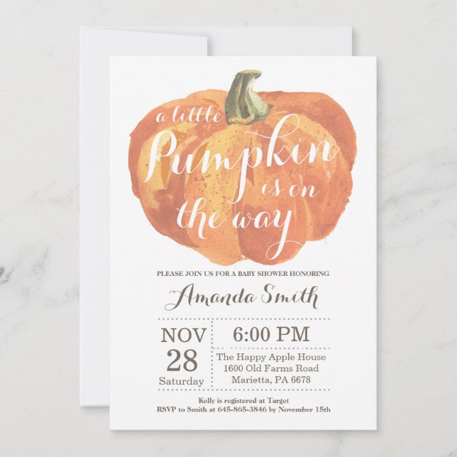 Pumpkin Fall Baby Shower-inbjudan Inbjudningar (Framsida)