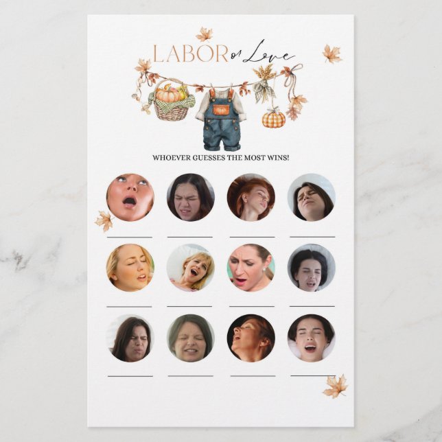 Pumpkin Fall Baby Shower Labour eller Kärlek Game (Framsida)