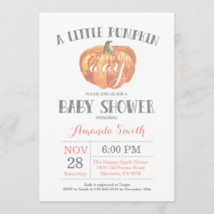 Pumpkin Fall Baby Shower-Orange Grått Inbjudningar