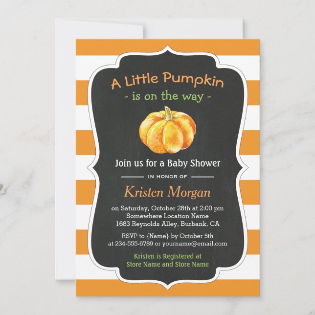 Pumpkin Fall Baby Shower på hösten Orange Inbjudningar (Framsida)
