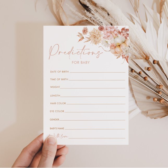 Pumpkin Fall Baby Shower Predication Game Card Inbjudningar (Predictions for baby | Fall Baby Shower)