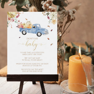 Pumpkin Fall Baby Shower Säg inte Baby-spelsignatu Poster