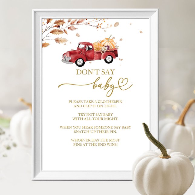 Pumpkin Fall Baby Shower Säg inte Baby-spelsignatu Poster (Skapare uppladdad)