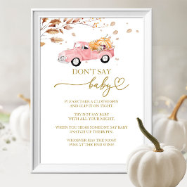 Pumpkin Fall Baby Shower Säg inte Baby-spelsignatu Poster
