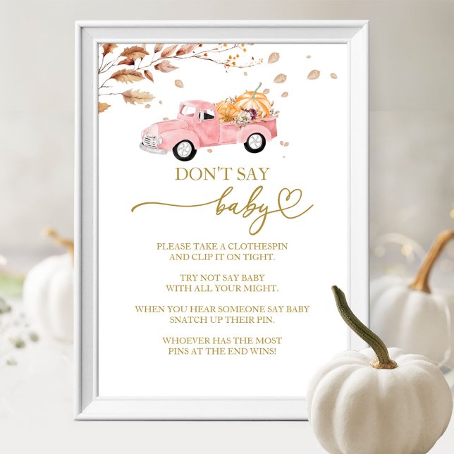 Pumpkin Fall Baby Shower Säg inte Baby-spelsignatu Poster (Skapare uppladdad)