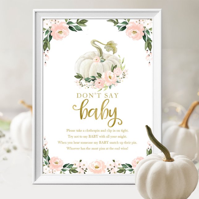 Pumpkin Fall Baby Shower Säg inte Baby-tecken Poster (Skapare uppladdad)
