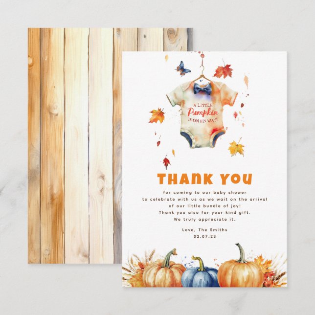 Pumpkin Fall Baby Shower Tack (Fram/baksida)