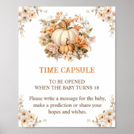 Pumpkin Fall Baby Shower Time Capsule-tecken Poster