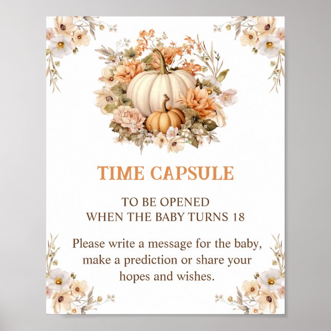 Pumpkin Fall Baby Shower Time Capsule-tecken Poster (Framsidan)