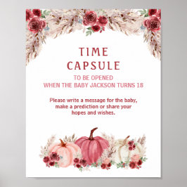 Pumpkin Fall Baby Shower Time Capsule-tecken Poster