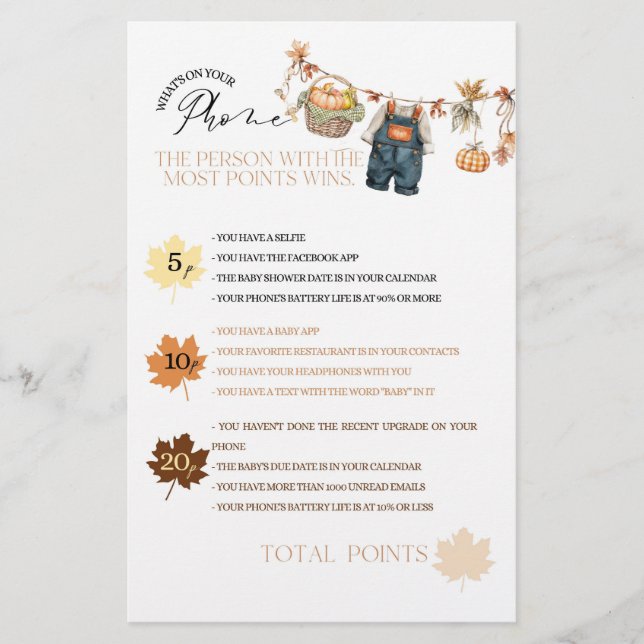 Pumpkin Fall Baby Shower What on Mobil Game (Framsida)