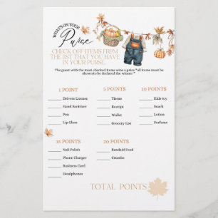 Pumpkin Fall Baby Shower What on Purpose Game