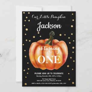 Pumpkin Fall Birthday-inbjudan Guld Inbjudningar