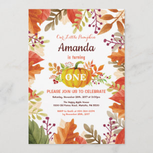 Pumpkin Fall Birthday-inbjudan Inbjudningar
