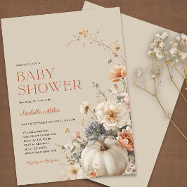Pumpkin Fall Blommigt Baby Shower Inbjudningar