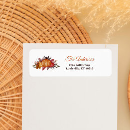 Pumpkin Fall Blommigt Baby Shower-returadress Returadress Etikett