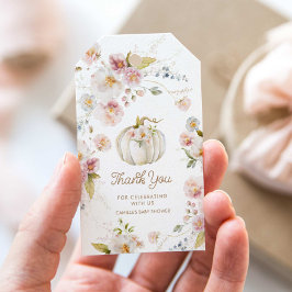 Pumpkin Fall Blommigt Favoriter Tack Presentetikett