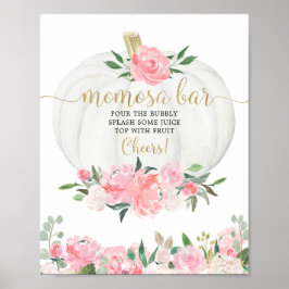 Pumpkin fall blommigt Momosa pub babyduschskylt Poster