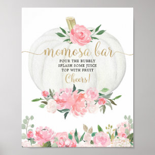 Pumpkin fall blommigt Momosa pub babyduschskylt Poster