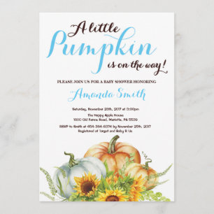 Pumpkin Fall Boy Baby Shower-inbjudan Inbjudningar