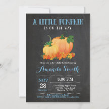Pumpkin Fall Boy Baby Shower-inbjudan