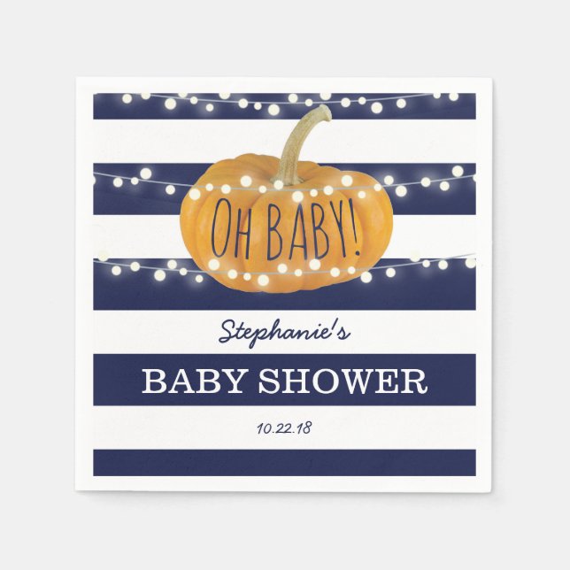 Pumpkin Fall Chic Boy Shower Blue Pappersservett (Framsidan)