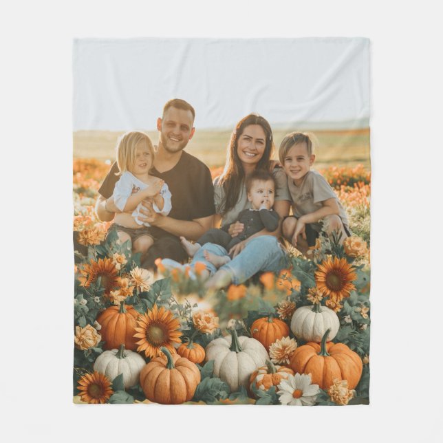 Pumpkin Fall Design för personlig-familjen Fleecefilt (Framsidan)