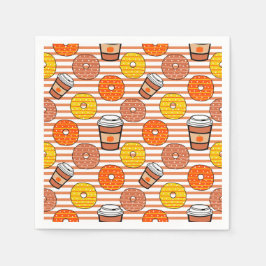 Pumpkin Fall Donuts & Coffee Orange Rand Pappersservett