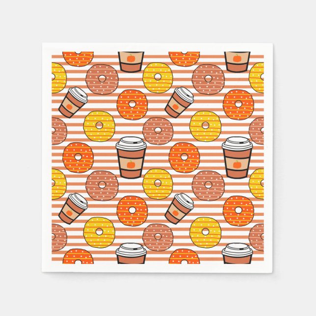 Pumpkin Fall Donuts & Coffee Orange Rand Pappersservett (Framsidan)