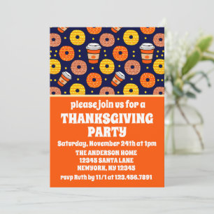 Pumpkin Fall Donuts & Coffee Thanksgiving Blå Inbjudningar