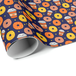 Pumpkin Fall Donuts & Coffee Thanksgiving Blue Presentpapper