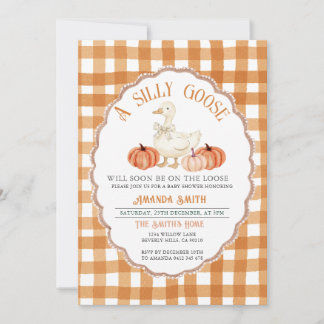 Pumpkin Fall Fånig Goose Baby Shower Inbjudningar