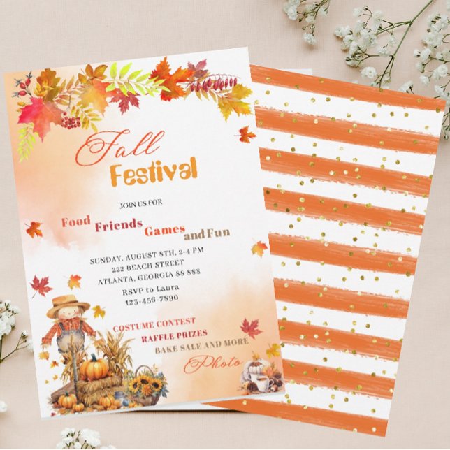 Pumpkin Fall Festival Watercolor Inbjudningar (Skapare uppladdad)