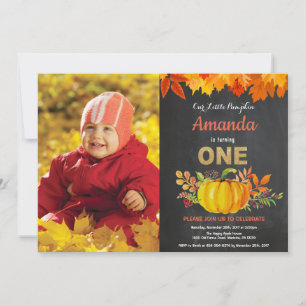 Pumpkin Fall First Birthday Guld Inbjudningar
