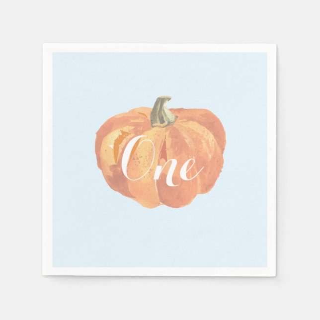 Pumpkin Fall First Födelsedagsfest Orange och Blue Pappersservett (Framsidan)