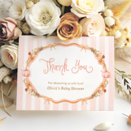 Pumpkin Fall Floral Baby Shower Thank You Card Tack Kort