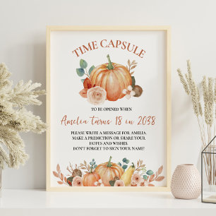 Pumpkin Fall Födelsedagsfest Time Capsule-tecken Poster