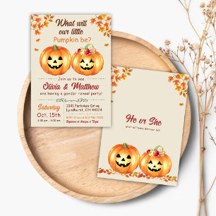 Pumpkin Fall Gender Reveal Inbjudan han eller hon
